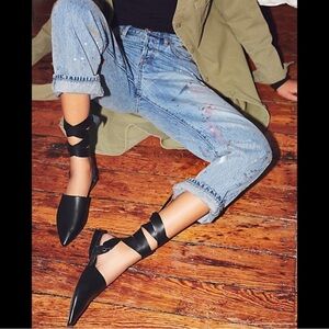 Free People Gold Rush Flats Black sz 38 NWB/NIB